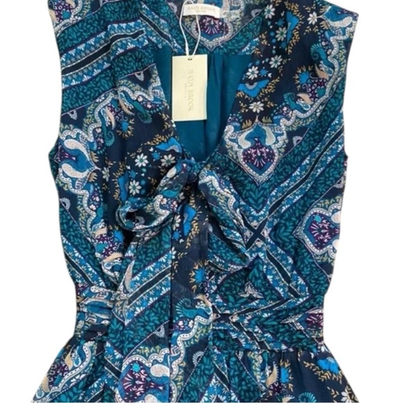 NWT Ramy Brook Exclusive Wendy Dress Silk High-Low Dress, Navy Combo Small, New - Picture 7 of 9